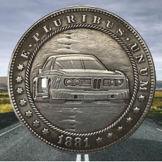 Сувенір монета долар СШАang 1881г “Автомобіль БМВ“. Hobo Coin American Morgan