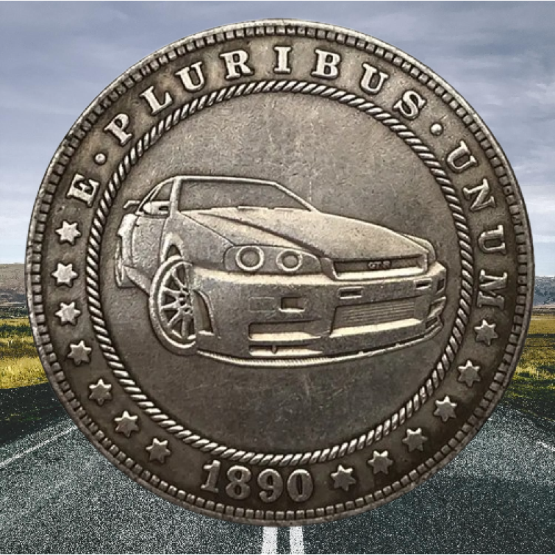 Сувенір монета долар СШАang 1890 г “Автомобіль Нісан GT R“. Hobo Coin American Morgan