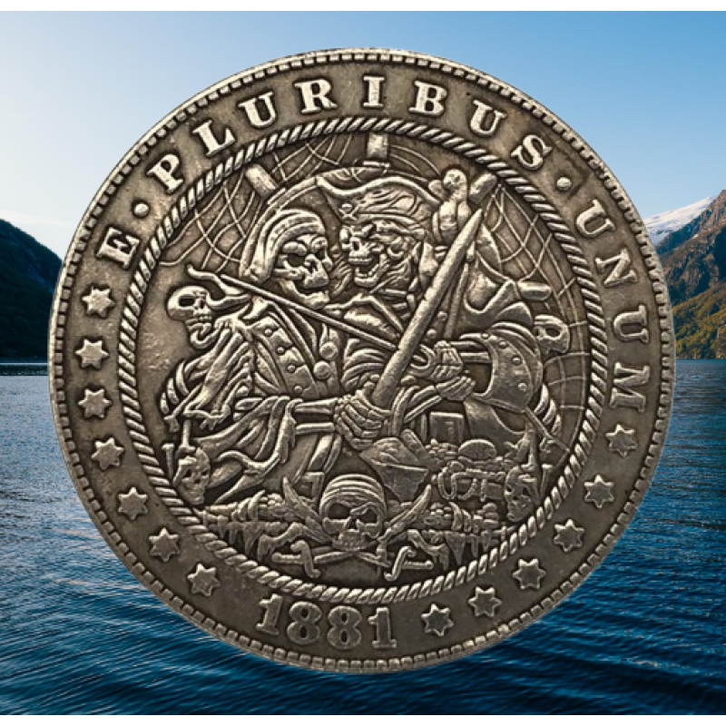 Сувенір монета долар СШАang 1881г “Два пірата“. Hobo Coin American Morgan