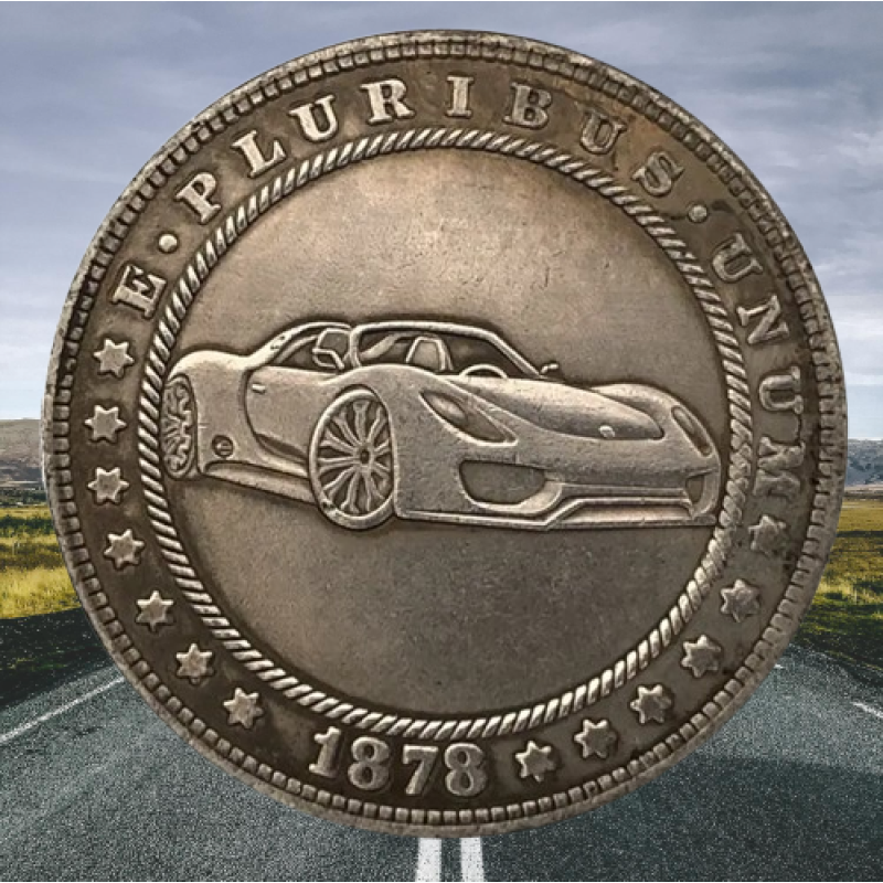 Сувенір монета долар США морган 1878р “Автомобіль Порше 918“. Hobo Coin American Morgan