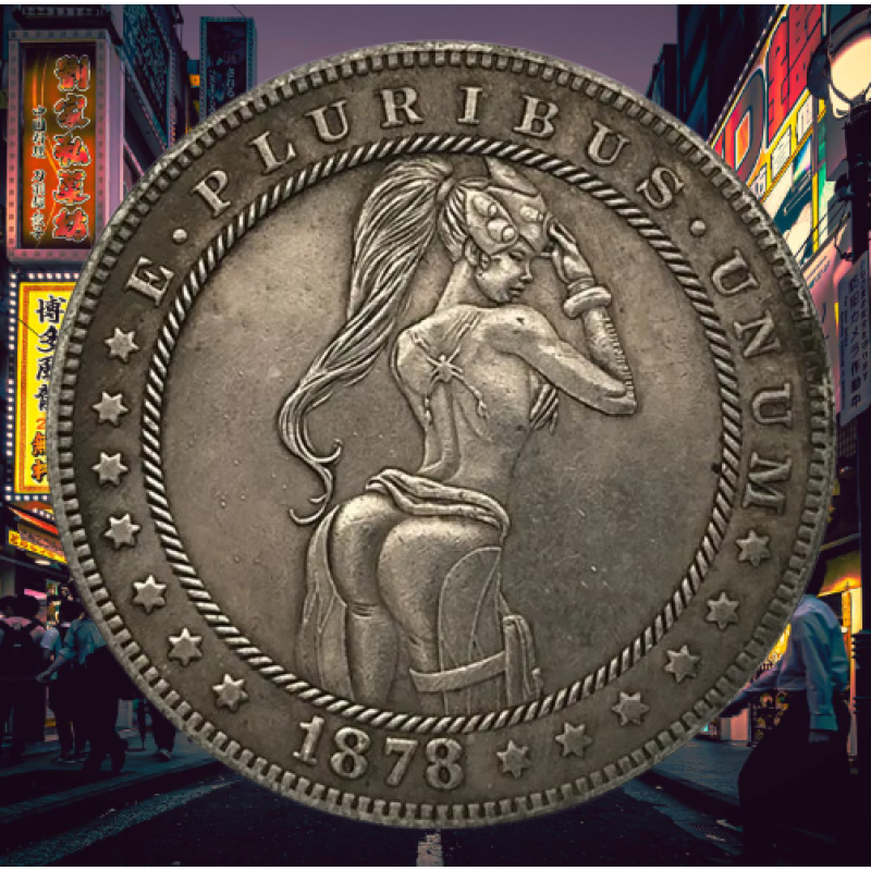 Сувенир еротична монета долар СШАang 1878г “Жінка Супергерой“. Hobo Coin American Morgan