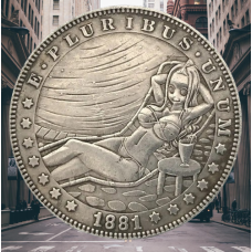 Сувенір монета долар США 1881р “Дівчинка біля басейну“. Hobo Coin American Morgan