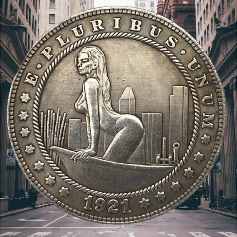 Сувенір монета долар США 1921г “Дівчина у ванній“. Hobo Coin American Morgan
