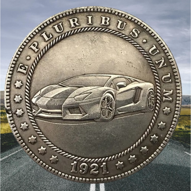 Сувенір монета долар США Банк 1921г “Автомобіль Ламборджіні“. Hobo Coin American Morgan