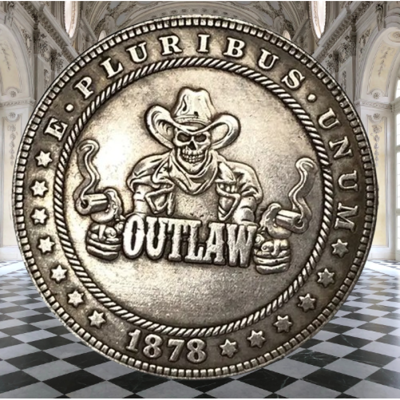 Сувенір монета долар СШАang 1878г “OUTLAW“. Hobo Coin American Morgan