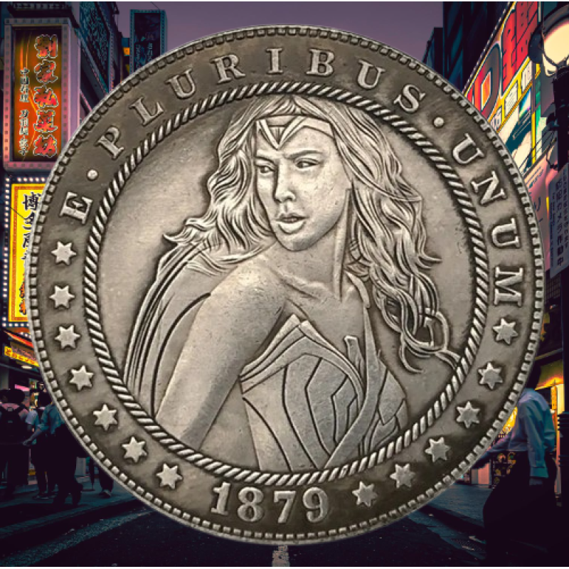 Сувенір монета долар США 1879 р. “Жінка Супергерой“. Hobo Coin American Morgan