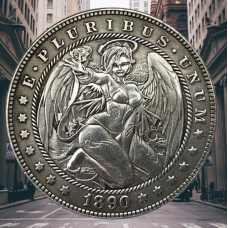 Сувенір монета долар США 1890г. Банка “Сексуальний Ангел“. Hobo Coin American Morgan