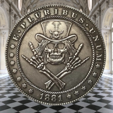 Сувенір монета долар США 1881 р. Фермаха “Череп хеві-метал“. Hobo Coin American Morgan
