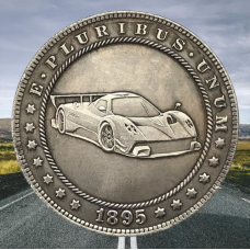 Сувенір монета долар СШАang 1895 г “Автомобіль Пагані Зонда Р“. Hobo Coin American Morgan