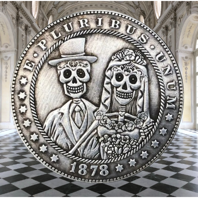Сувенір монета долар США 1878г. Банка “Весільний Черепов“. Hobo Coin American Morgan