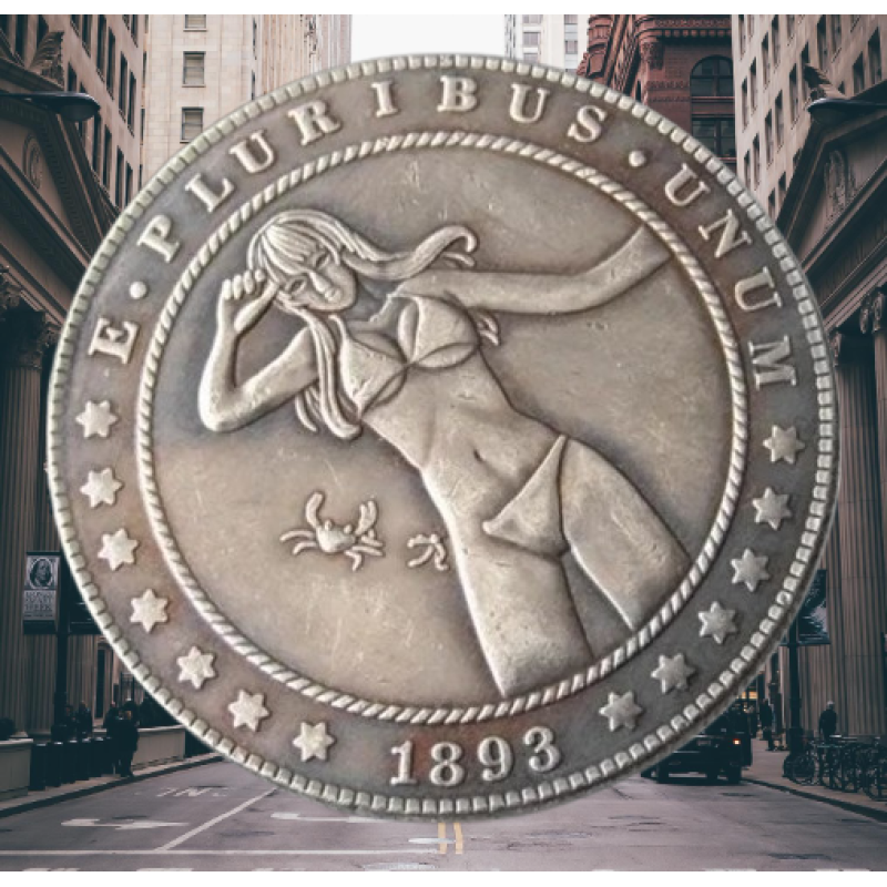 Сувенір монета долар США 1893 р “Дівчина та краб“. Hobo Coin American Morgan