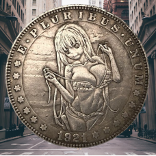 Сувенір сексуальна монета долар США 1921г “Дівчинка з великими“. Hobo Coin American Morgan