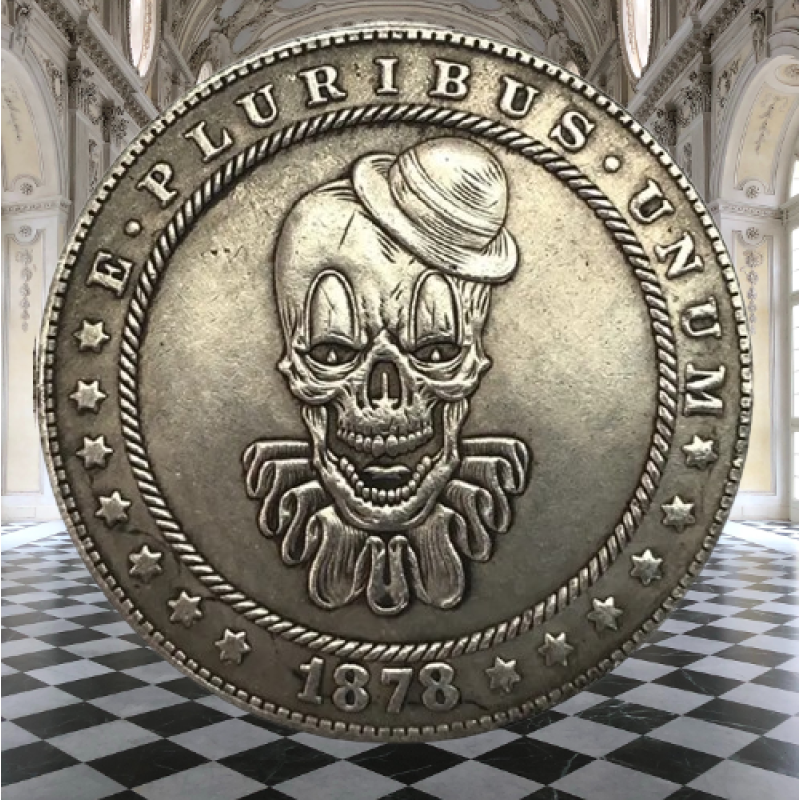 Сувенір монета долар СШАang 1878г “Череп клоуна“. Hobo Coin American Morgan
