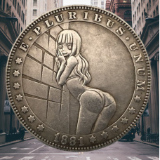 Сувенір сексуальна монета долар США 1881г “Дівчинка біля стіни“. Hobo Coin American Morgan