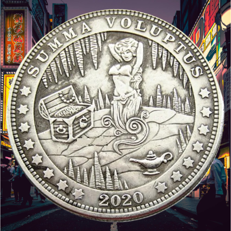 Сувенір монета долар США 1889 р. Фермаха “Джин із лампи“. Hobo Coin American Morgan