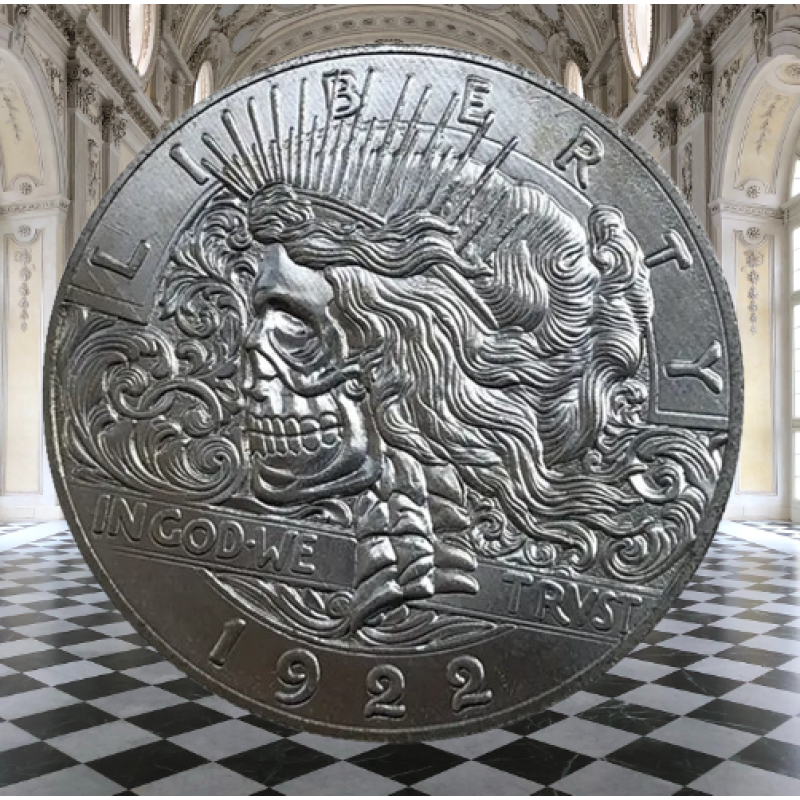 Сувенір монета долар США Годмон 1922 г “Свобода та череп свободи“. Hobo Coin American Morgan