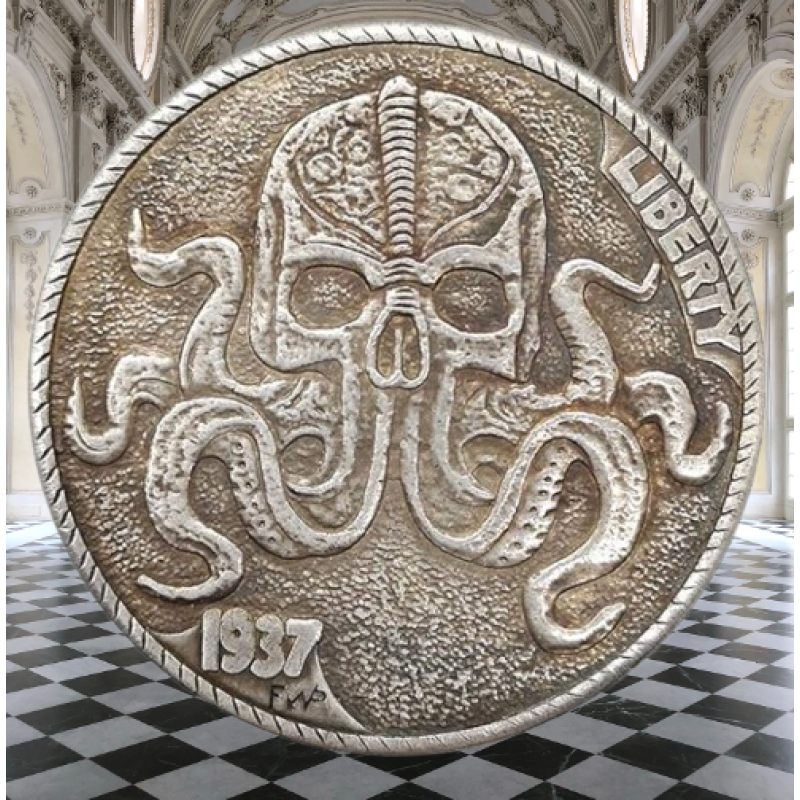 Сувенір монета долар США МОЖ 1937 р. “Череп кракен“. Hobo Coin American Morgan