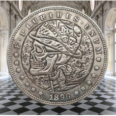 Сувенір монета долар СШАang 1896г “Череп у капелюсі“. Hobo Coin American Morgan
