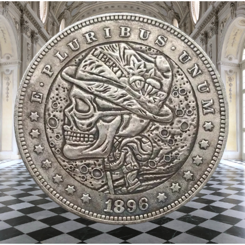 Сувенір монета долар СШАang 1896г “Череп у капелюсі“. Hobo Coin American Morgan