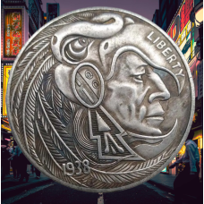 Сувенір монета долар СШАгодні819г “Індеець у шоломі орла“. Hobo Coin American Morgan