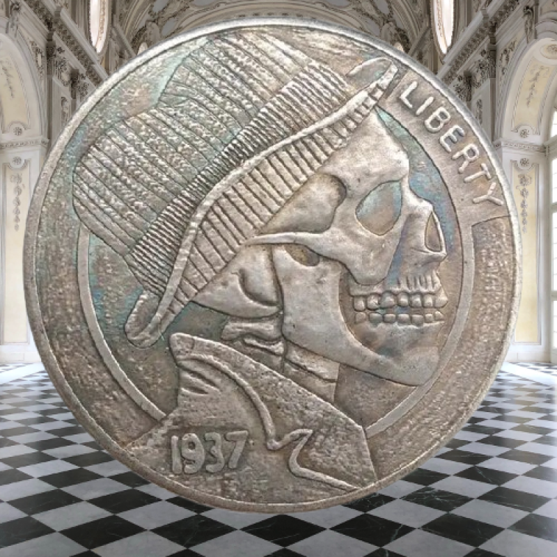 Сувенір монета долар США OF8195“ Череп у капелюсі. Hobo Coin American Morgan