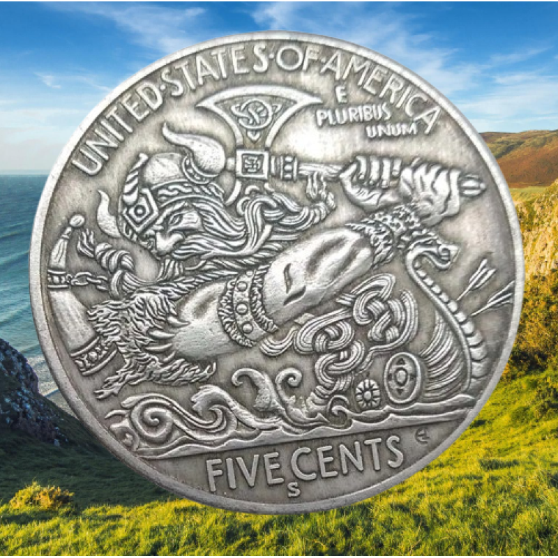 Сувенір монета долар СШАang “Топор Вікінга“. Hobo Coin American Morgan