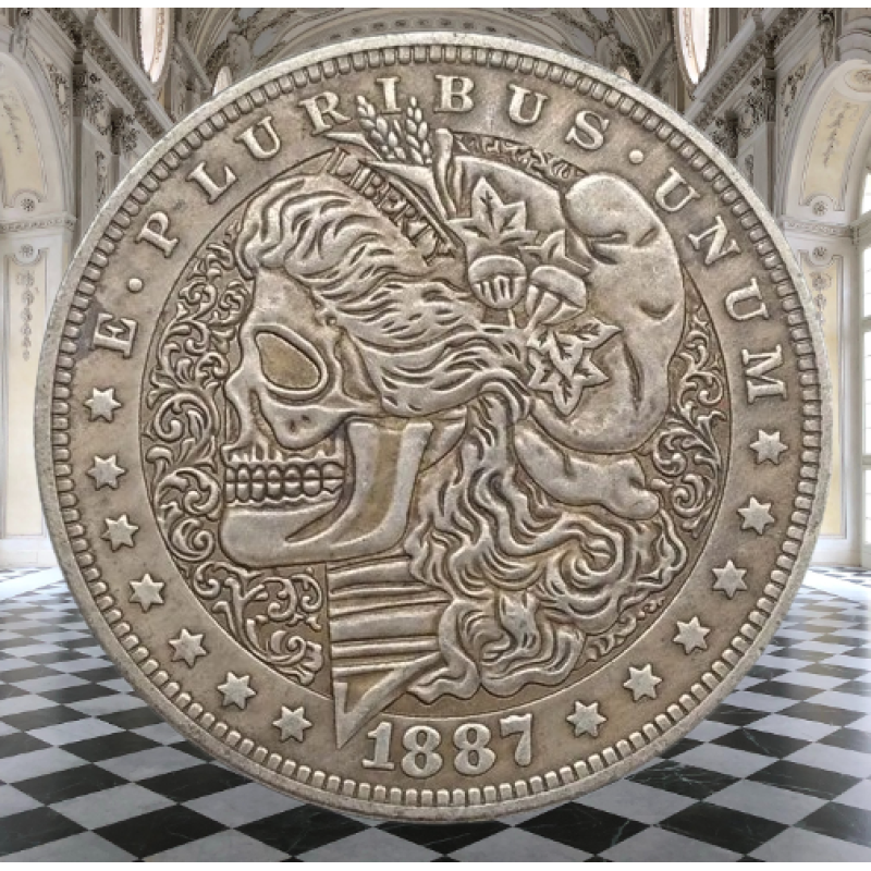 Сувенір монета долар СШАang 1887г “Череп свободи“. Hobo Coin American Morgan