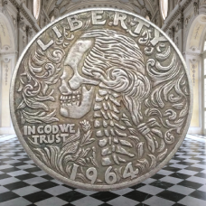 Сувенір монета долар СШАgram 1964g “Череп 2009а“. Hobo Coin American Morgan