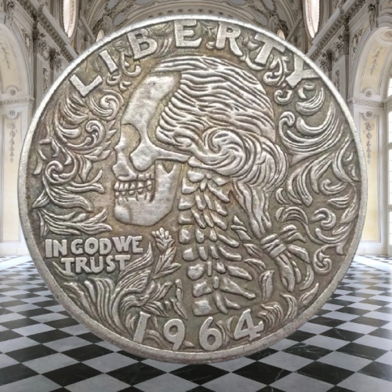 Сувенір монета долар СШАgram 1964g “Череп 2009а“. Hobo Coin American Morgan