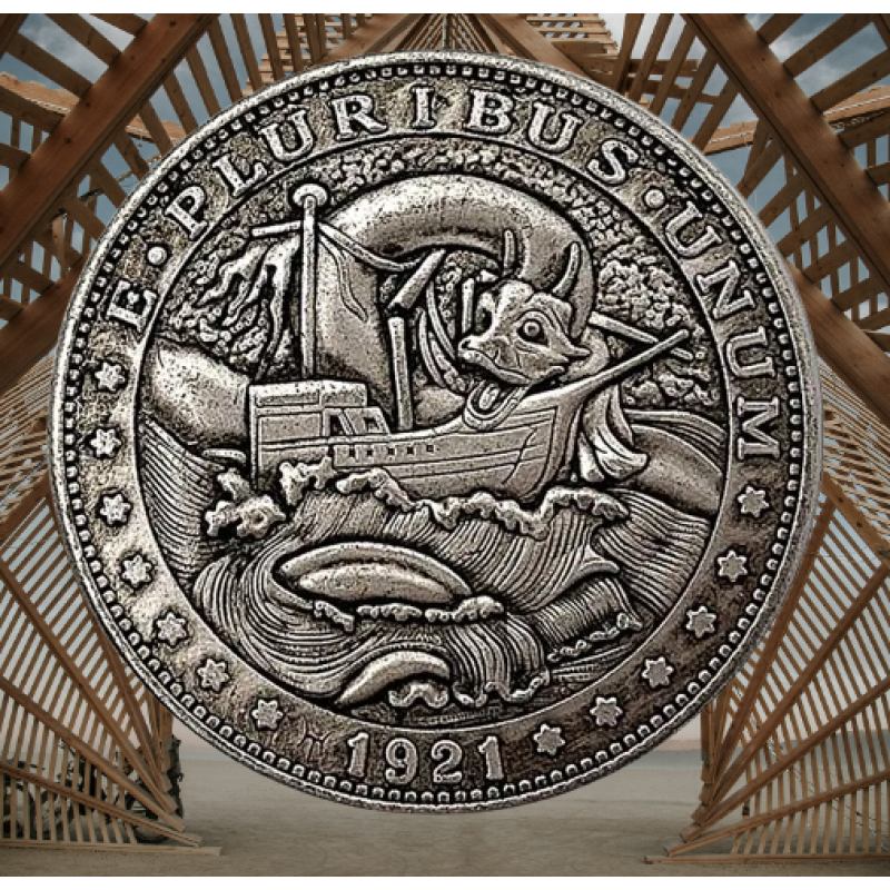 Сувенір монета долар США Банк 1921г “Морське чудовисько“. Hobo Coin American Morgan