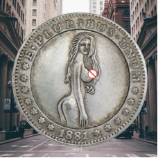 Монета сувенірна сексуальна, долар США 1881 г “Сексі дівчинка“. Coin American Morgan