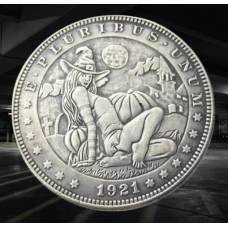 Сувенір монета 1 долар США 1921gang “Відьмочка у Гелловін“. Hobo Coin American