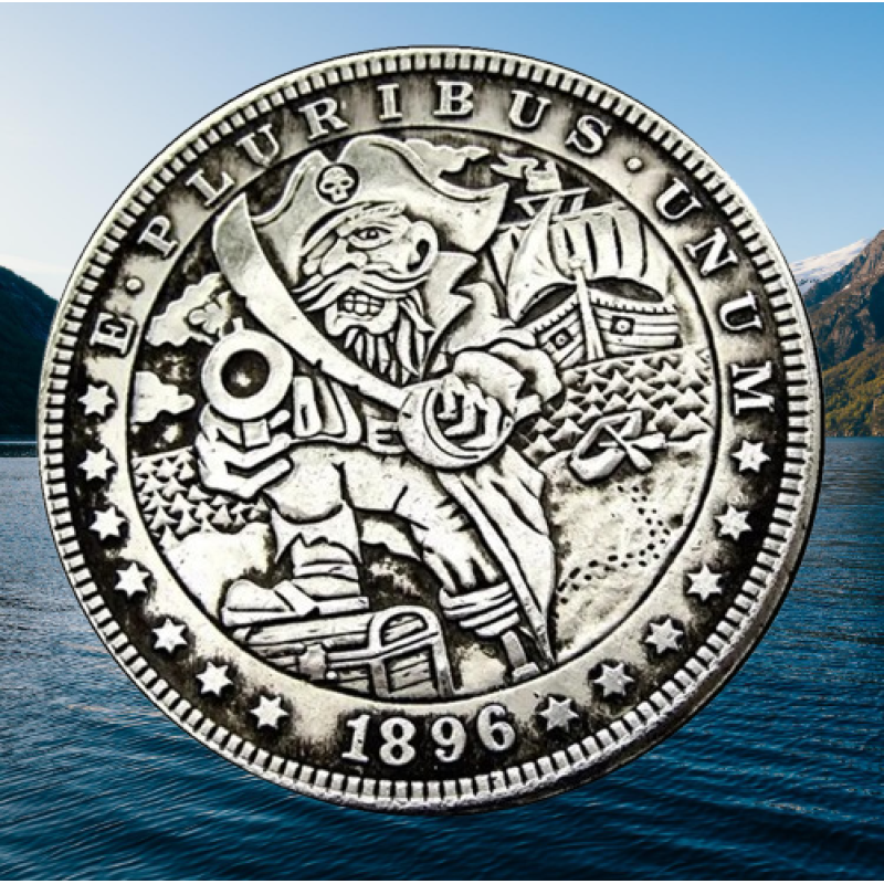Сувенір монета 1 долар США Банка 1896г “Капітан Сільвер“. Hobo Coin American Morgan