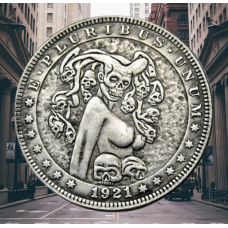 Сувенір монета 1 долар США 1921gang “Дівчина в черепах“. Hobo Coin American