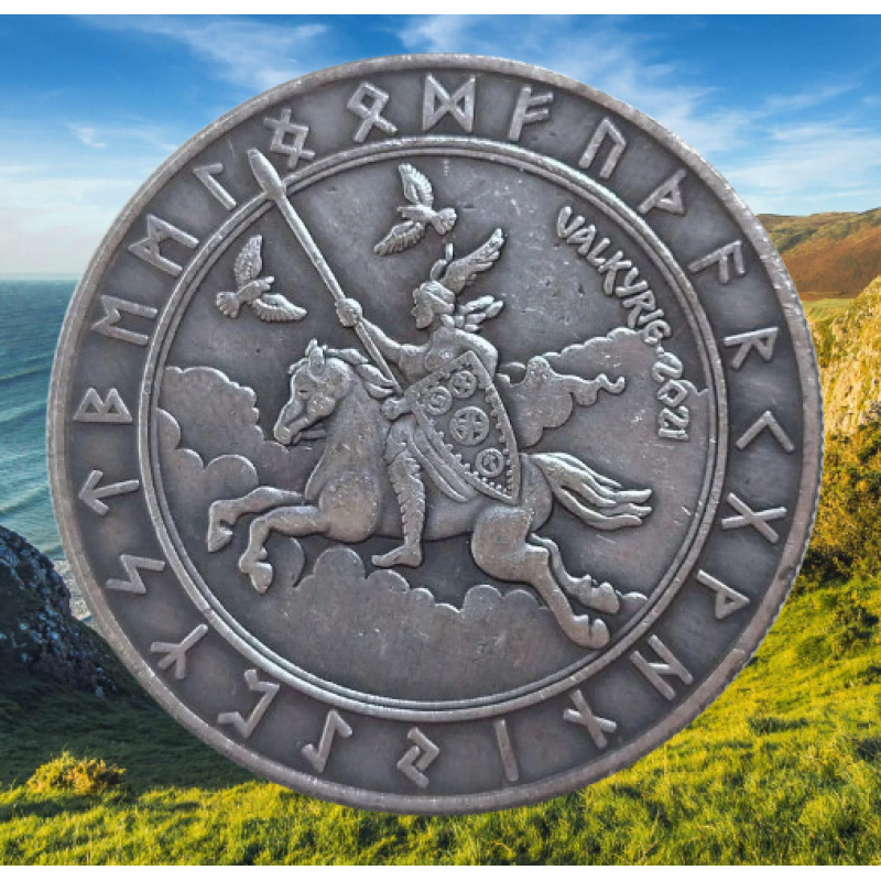 Сувенір монета 1 долар США Банка “Всадник Олива та руни“. Hobo Coin. Valkyrie 2021