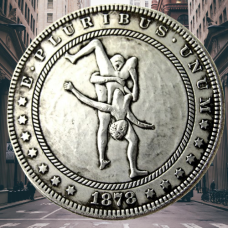 Сувенір монета 1 долар 1878 р. Банка США, “Сексуальна серія +18“. монета «Романтічне рішення»