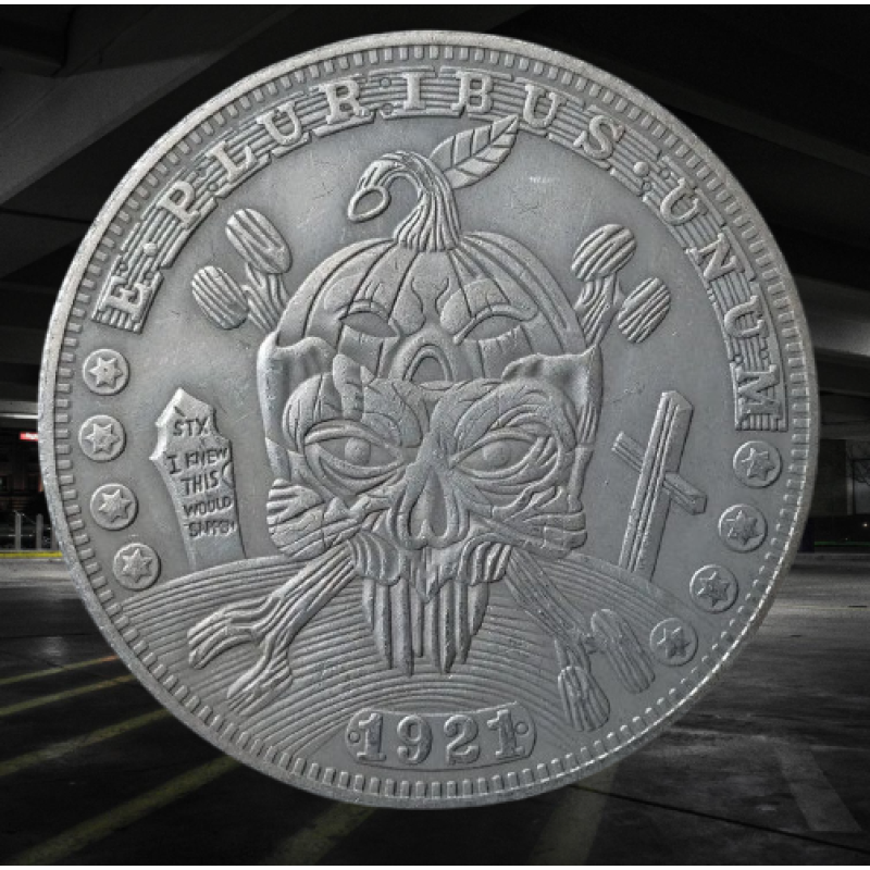 Сувенір монета 1 долар Банка США 1921г, “Череп і гарбуз“. Hobo Coin American