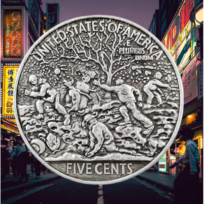 Сувенір монета 1 долар США Банка “Гра у сніжки“. Hobo Coin American Morgan