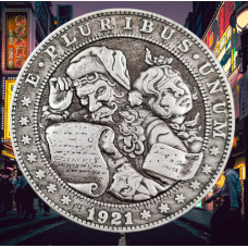Сувенір монета долар США Банк 1921г “Сантаклаус“. Hobo Coin American Morgan