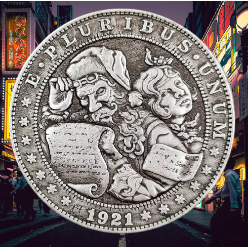 Сувенір монета долар США Банк 1921г “Сантаклаус“. Hobo Coin American Morgan