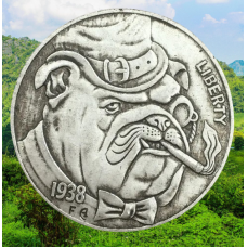 Сувенір монета долар США 1938г “Бульдог із сигарою“. Hobo Coin American Morgan