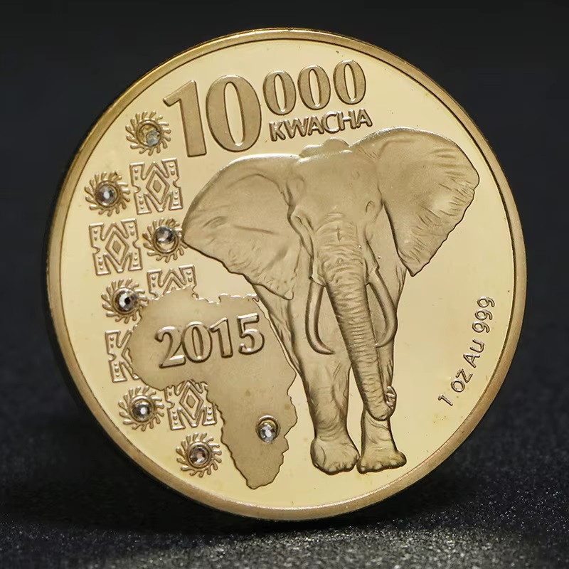 Сувенір монета серії африканські тварини 10000 Квача 2015г, “Слон“ (Республіка collion)