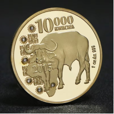 Сувенір монета серії африканські тварини 10000 Квача 2015г, “Бик“ (Республіка collion)