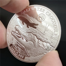 Сувенір срібна монета 1 долар 2019г, “Крокодил“ Асави Острів. австралійські тварини