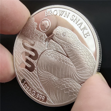 Сувенір срібна монета 1 долар 2019г, “Змія“ Ронові острови. австралійські тварини