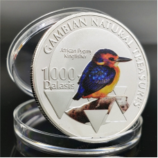 Сувенір срібна монета 1000 Даласі 2015г, “Африканська пігмейська мініморока“ Республіка Гамбія