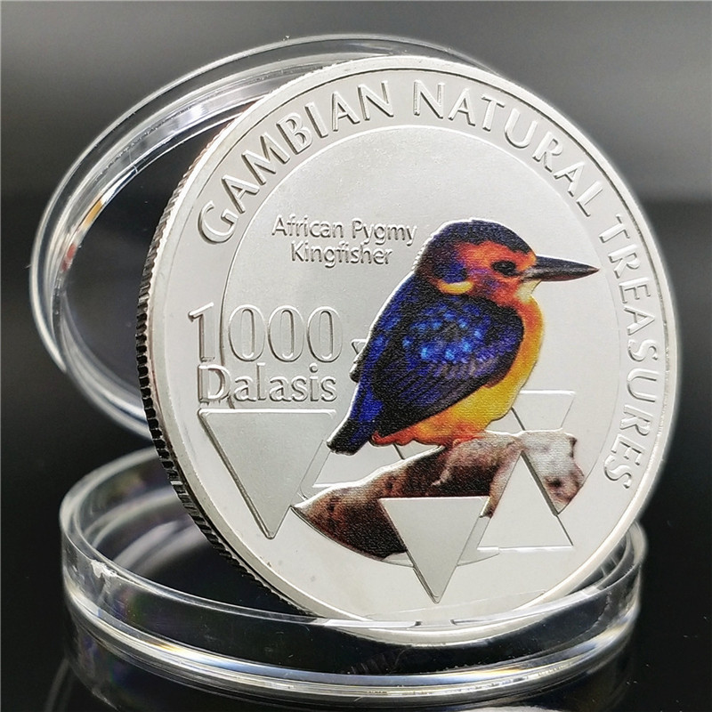 Сувенір срібна монета 1000 Даласі 2015г, “Африканська пігмейська мініморока“ Республіка Гамбія