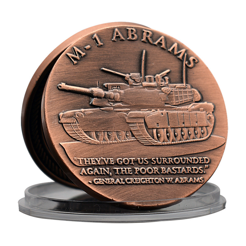 Сувенір монета медаль “Танк M-1 Abrams - Армія США“ (колір мідь)