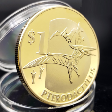 Сувенір монета 1 долар 2015г, “Птеродактиль“ Серія Динозаври С“єра Леоне. голд