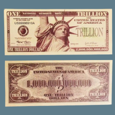 Сувенірна банкнота “1 Триліон доларів“ Trillion США 2006 р. (зі світним зображенням статуї)